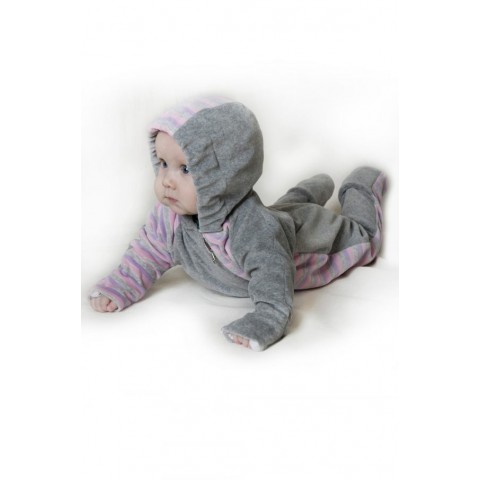 Слінгокомбінезон з велюру "My baby" сірий