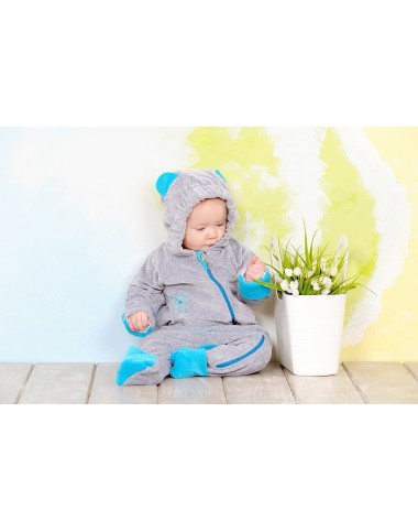 Слінгокомбінезон з велюру "My baby" сірий/бірюза