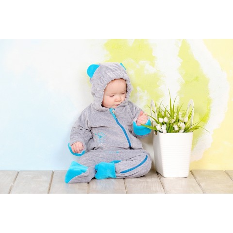 Слінгокомбінезон з велюру "My baby" сірий/бірюза